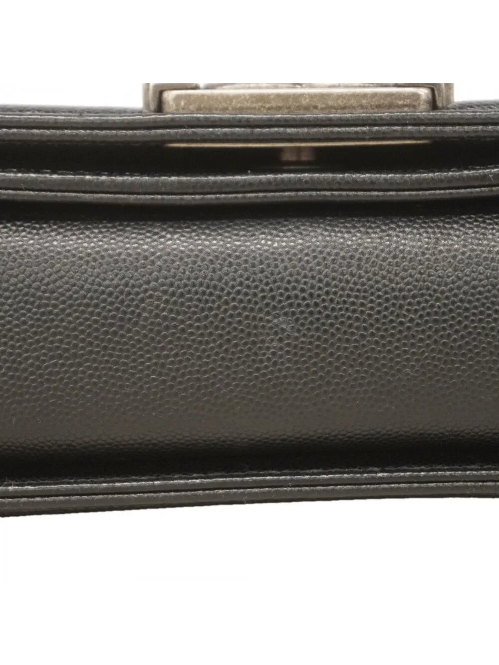 Chanel Shoulder Bag Boy Caviar Leather Black Silver